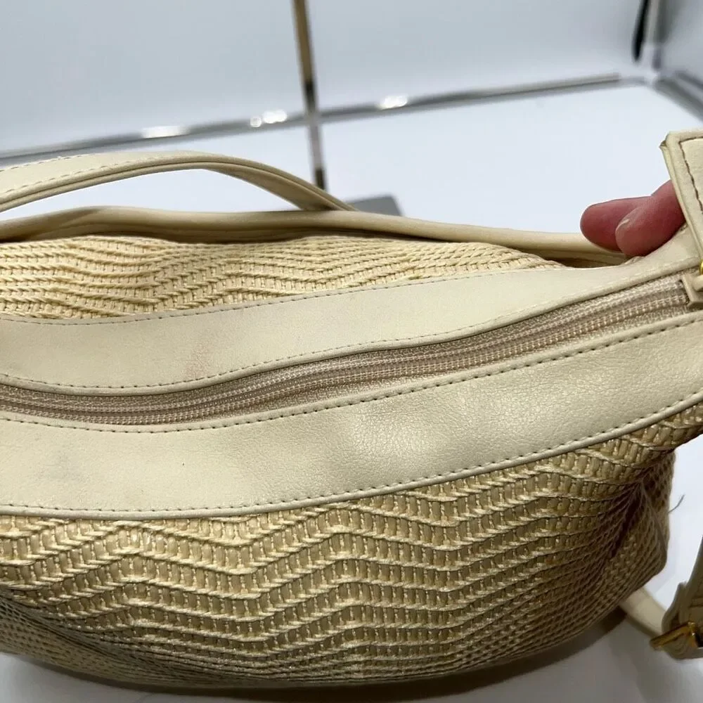 Etienne Aigner Vintage Cream Basket Weave Straw Handbag Neutral Purse